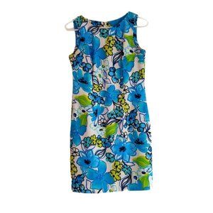 AGB dress size 4 blue green white black flowers